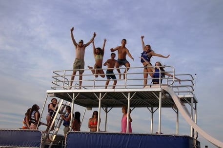 Kids Playing on Pontoon Top Deck