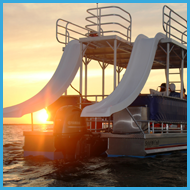 Double-Decker Pontoon Boat with Two Water Slides