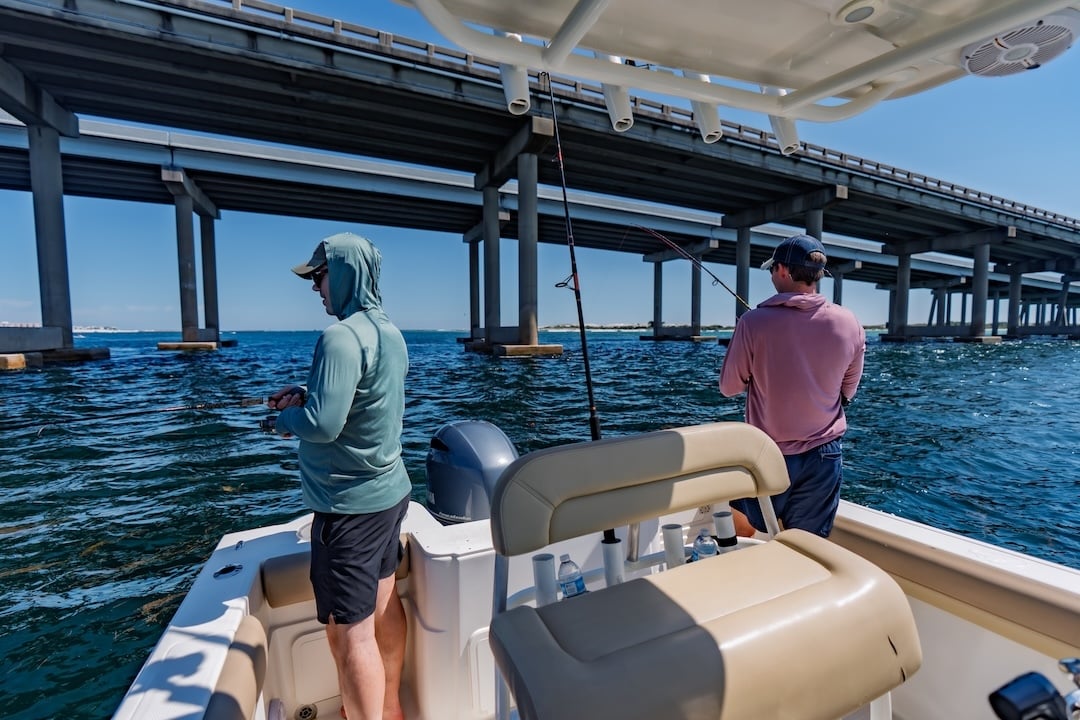 two men fishing in the Choctawhatchee bay