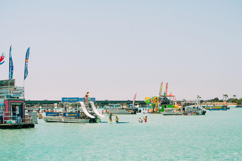 multiple boats parked at crab island