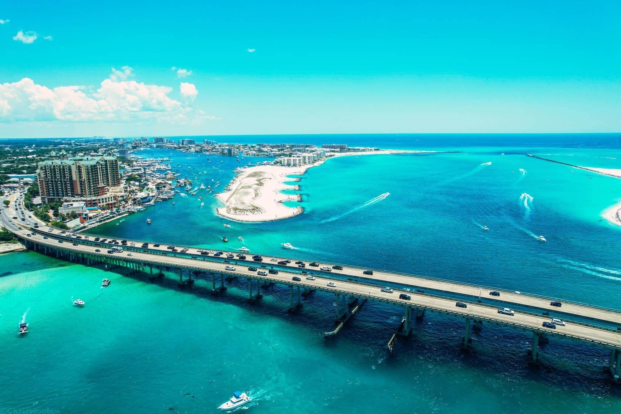 aerial photo of the Destin harbor & pass 